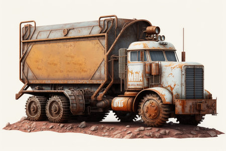 the truck used to haul iron ore around the quarry. Mechanical engineering. Billboard ad on the internetの素材