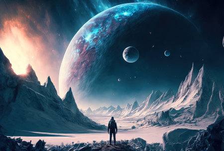 Incredible planets galaxies and the chilly icy splendor of the limitless cosmos may all be found in this science fiction space wallpaperの素材