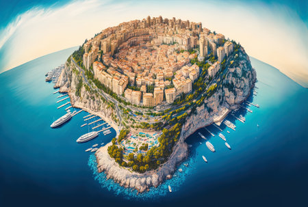 Panorama aerial picture of Monte Carlo Monaco. Monaco is a nation in Europe that is close to France on the French Rivieraの素材