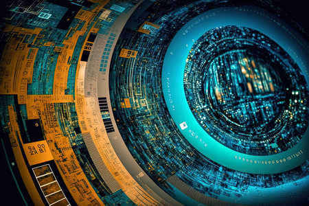 series titled Virtual Space of Technology. Abstract components related to science education communication and current technology are arranged in spaceの素材