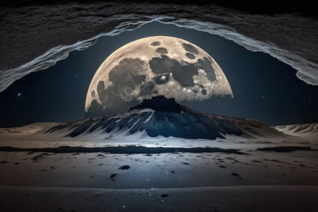 As seen by astronauts on a full moon night. (NASA supplied portions of this image.). Generative AIの素材