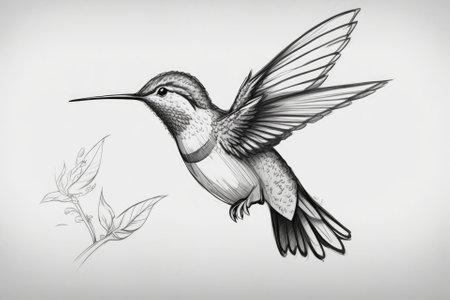 Cartoon of a hummingbird. Quick drawing of a bird. Generative AIの素材