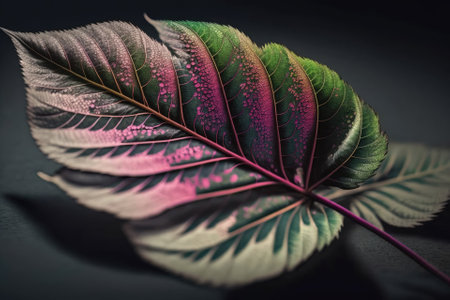 Detailed view of a leaf from a Pink Lady plant, or Callisia Repens. Generative AIの素材