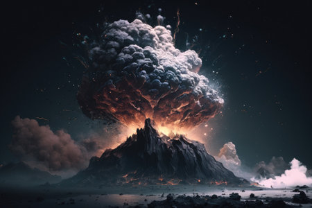 An eruption of white ink over a grungy black backdrop. Generative AIの素材