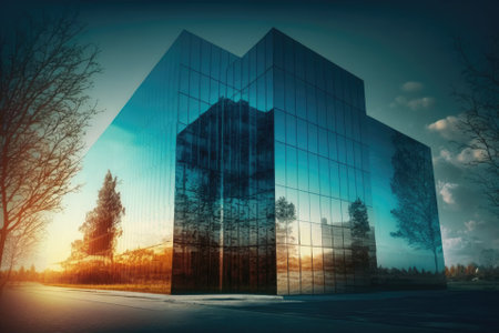 Glass office building facades. Generative AIの素材