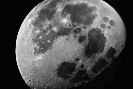 Moon in full view, with just white background used for contrast. Generative AIの素材