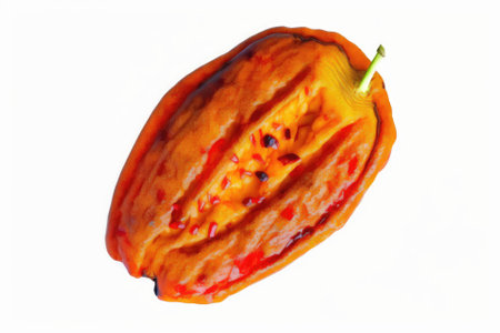 Image of grilled paprika in top view against a white background. Generative AIの素材