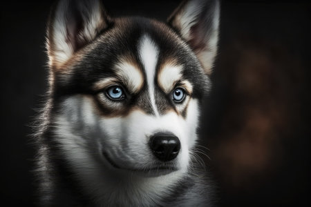 Small portrait of a Siberian husky. As long as time and space permit, friendship. Generative AIの素材