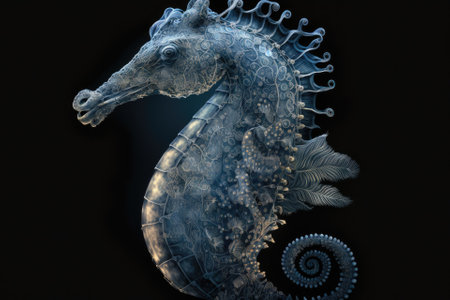 Seahorse on a dark background (Hippocamp) rasterized version. Generative AIの素材