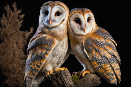 Tyto alba, or Barn Owls, are owls that are found in North America and may be identified by their characteristic white plumage and their. Generative AIの素材