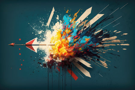 Original artwork, depicting a simulated explosion next to an arrow. Generative AIの素材