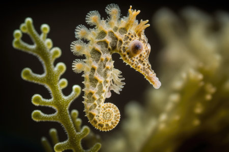 The pygmy seahorse of Pontoh (Hippocampus pontohi). Macro photographs of marine life taken in Romblon, Philippines. Generative AIの素材