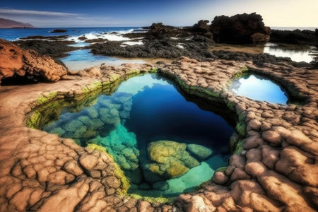Tenerife, Canary Islands, is known for its many rock pools that attract tourists. Generative AIの素材