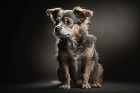 lonely studio photo of a dog from an animal shelter. Generative AIの素材