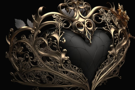Heart shaped black princess crown. Generative AIの素材