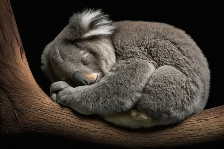 Koalas are tree dwellers, and they sleep there every night. Generative AIの素材