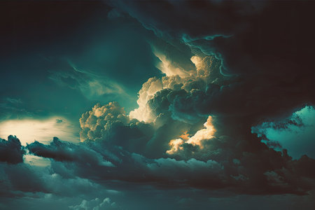 Sky Design Used as a Dramatic Backdrop. Dark clouds in an otherwise cloudless sky. Negative Cloudy Sky. You can use the panoramic image as a header for your entire website, or as a banner on other web. Generative AIの素材
