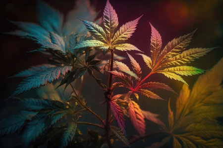 Autumn sees the lovely marijuana plant blooms bloom. Generative AIの素材