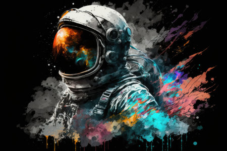 An illustration of an astronaut. Generative AIの素材