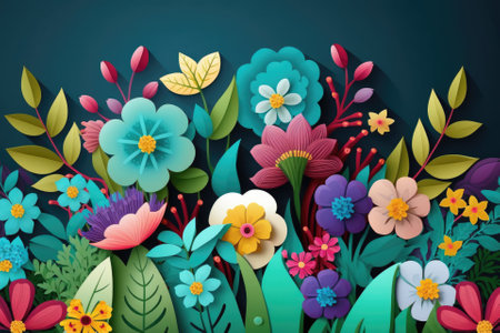 Background of spring with lovely, bright flowers. Can be used as a template for banners, wall murals, flyers, invitations, posters, brochures, and discount coupons. a based image. Generative AIの素材