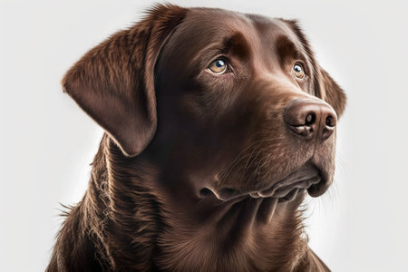 Brown dog portrait on a white backdrop. Generative AIの素材