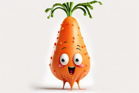 Cartoon carrot veggie symbol with a white backdrop. Generative AIの素材