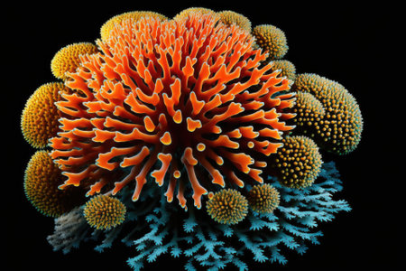 Mediterranean Sea orange coral colony Dendrophyllia ramea. Generative AIの素材