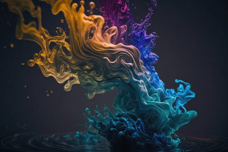 Ink swirls blending underwater. Generative AIの素材