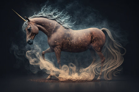 Illustrated unicorn with magic. Generative AIの素材