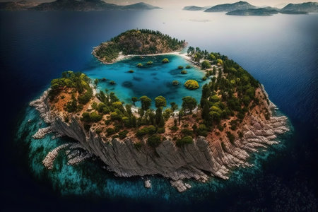 Island of Gokceada is situated in the Aegean Sea. The island is Turkish territory. Generative AIの素材