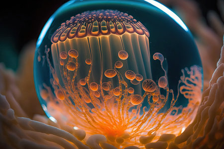 Macro of the stunning chrysaora quinquecirrha jellyfish. Generative AIの素材
