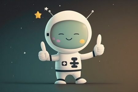 Peace animation with a cute astronaut. Isolated space technology symbol idea. cartoonishly flat. Generative AIの素材