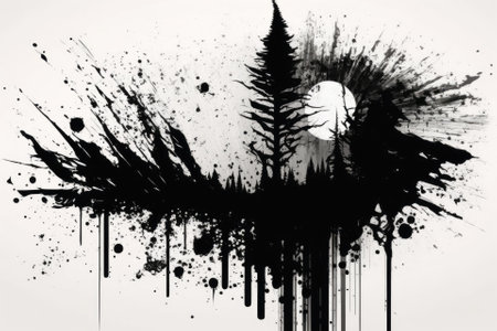 black ink grunge brush strokes are used as an example. depicted illustration. Generative AIの素材