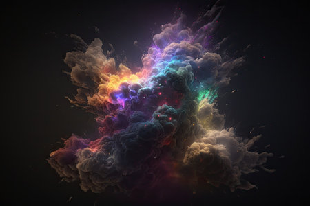 dark background with multicolored fractal nebula dust. Generative AIの素材