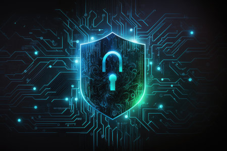 background in abstract technologies for cyber security. Generative AIの素材