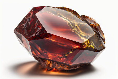 On a white background, a single natural gemstone. Generative AIの素材