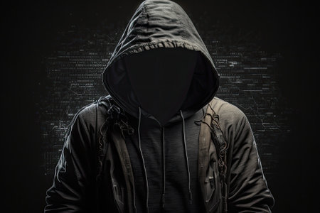 asian hacker in black hood on black backgroundhack passwordhacking safety systems to steal information. Generative AIの素材