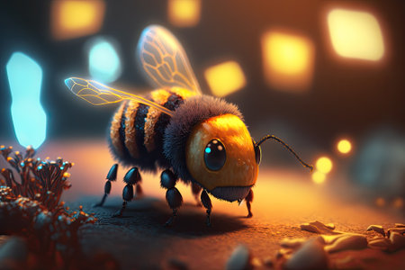 of Cartoon Bee Cute. Generative AIの素材