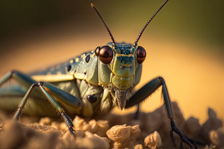 A close up of a grasshopper in the wild. Macro. Generative AIの素材