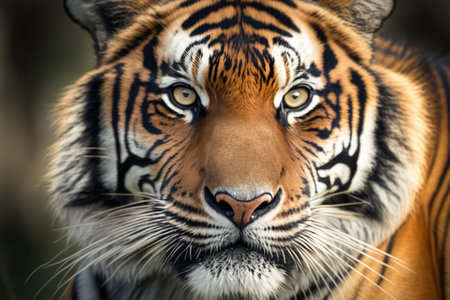 A close up picture of a Siberian tiger (Panthera tigris altaica). Generative AIの素材