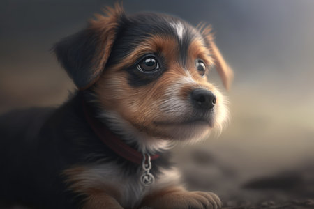 A picture of a cute dog on its own. Generative AIの素材