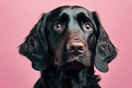 A photo of a beautiful dog breed on a pink background shows a portrait of the dog. shot studios . Cute pet selective attention. Pet Lover concept . Pets indoors. Care for pets and ideas about animals. Generative AIの素材
