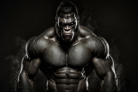 A man in the shape of a gorilla. Generative AIの素材