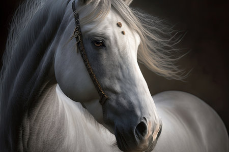 An Andalusian horse in close up. Generative AIの素材