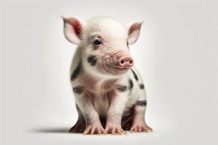 A small piglet on a white background. Generative AIの素材