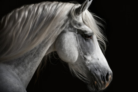 An Andalusian horse in close up. Generative AIの素材