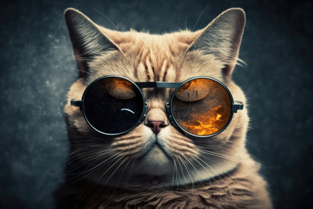 Cat in sunglasses is funny. Generative AIの素材