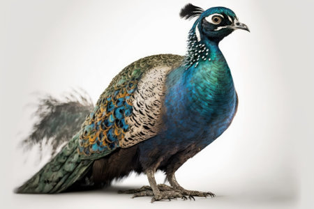 A single peacock on a white background. Generative AIの素材