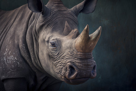 A zoo portrait of a rhinoceros. Generative AIの素材