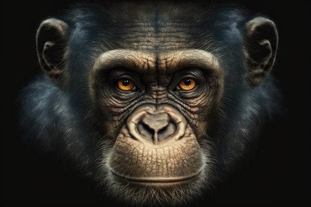 Chimpanzee face. Generative AIの素材